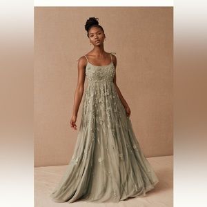 Anthropologie BHLD sage beaded dress